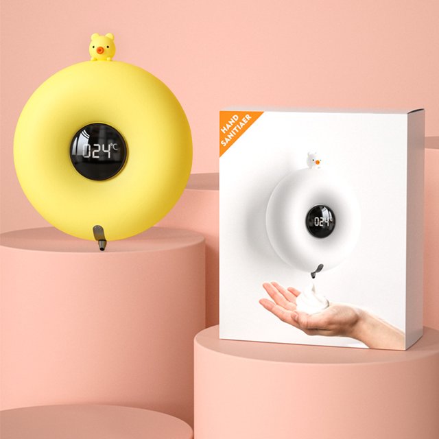 Ganfancp Nuevo Usb de Carga Cute Pet Donut Lavado de Teléfono Montado En La Pared Led Display Dispensador de Espuma de Jabón Ofertas Flash 1X Cable de Carga 1X Embudo 1X Manual 1X Dosificador de Jabó