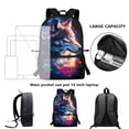 thumbnail image 6 of Binienty Galaxy Wolf Print School Backpack for Teens Elementary Middle School Students 17 Inch Large Capacity Bookbag with Customizable Straps Front Zipper Pocket Casual Daypack Gift, 6 of 6