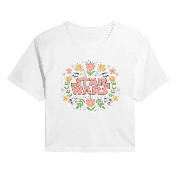 Star Wars - Spring Floral Logo - Juniors Cropped Graphic T-Shirt