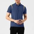 thumbnail image 3 of Ceisia Men's Slim Fit Breathable Short Sleeve Turndown Collar Shirt with Contrast Shoulder Trim Navy XXL Gifts, 3 of 6