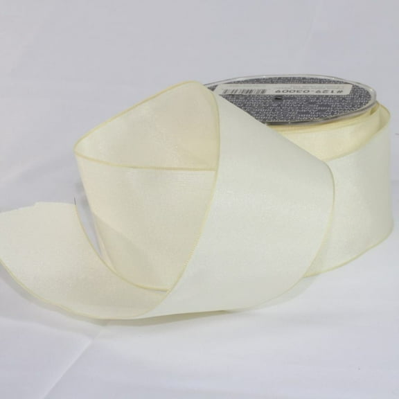 The Ribbon People White and Ivory Solid Wired Craft Ribbon 2.5" x 27 Yards