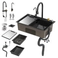 thumbnail image 5 of Mohsoe Complete Kitchen Sink Set with Pull Out Faucet, Nano-tech Stainless Steel Workstation Sink, Includes Cutting Board Cup Rinser Drain Rack, 68 x 45 x 20 cm, 5 of 10