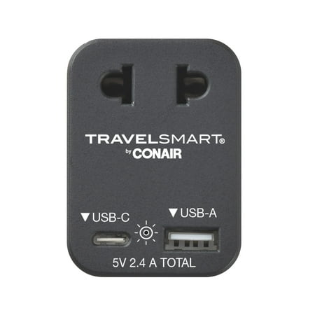 Travel Smart by Conair Adapter Type C Plug with USB Ports