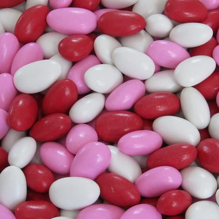 Red Pink & White Jordan Almonds Mix by It's Delish, 3 LBS Bulk Bag Valentines and Mothers Day Girl Theme Bulk Party Favors Almond Nut Coated in Sweet Hard Candy Shell - Vegan & Kosher