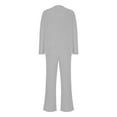 thumbnail image 5 of ibuvkizy Two Piece Sets for Women 2025 New Fashionable Casual Straight Leg Pants with Loose V-neck Knitted Sleeve Gray,XL, 5 of 9