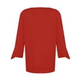 thumbnail image 4 of LEAVINGSUO Fall Winter Womens Fashion New Casual Long Sleeve T-Shirts for Women Women's Casual V-neck 3/4 Sleeve Flared Sleeve Top T-Shirt Long Sleeved V-neck Top/shirt Red XL, 4 of 5