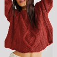 thumbnail image 6 of Women'S Oversized Fall Sweaters Casual Long Sleeve Crewneck Chunky Cable Knit Pullover Tops Winter Clothes Red L, 6 of 9