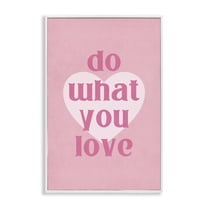 Stupell Industries Do What You Love Pink Text & Numbers Painting White Framed Art Print Wall Art, 12 x 18