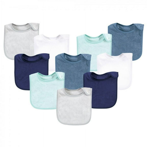 Hudson Baby Infant Boy Rayon from Bamboo Terry Baby Bibs, Denim Mint