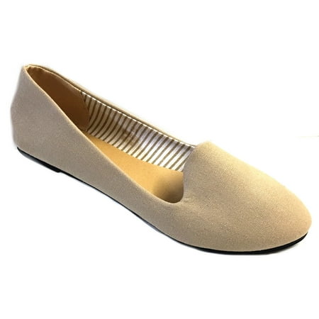 Shoes8teen Womens Faux Suede Loafer Smoking Shoes Flats 4024 Nude 11