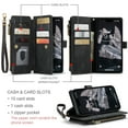 thumbnail image 2 of Allytech Wallet Case for iPhone 14 Pro, Card Slots + Cash Slot + Zipper Pocket Large Capacity PU Leather Case with Hand Strap, [All-Round Shockproof] Wireless Charging Kickstand Case, Black, 2 of 10