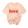 thumbnail image 2 of TIMIFIS T-Shirts à Manches Courtes de la Saint-Valentin pour Femmes Mode Décontractée Col Rond T-Shirt Imprimé Cœur d'Amour T-Shirt d'Été Ample Col Rond T-Shirts, 2 of 4