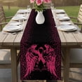 thumbnail image 4 of Pink Ribbon Table Runner 108 Inches, Wings Romantic Love Heart Flowers Black Bed Runner Dresser Scarves Tabletop for Indoor Outdoor Parties/Ceremony/Banquet, 13"x 108", 4 of 8