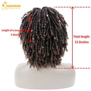 باروكة QUEENTAS Dreadlock للنساء، شعر مضفر، ضفائر صناعية قصيرة، باروكة Faux Locs Twist، باروكة شعر كروشيه مجعد