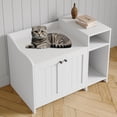 thumbnail image 2 of Yiwa Meuble Moderne pour Litière de Chat, Maisonnette Intérieure Cachée pour Chat avec Doubles Portes, Tablette Spacieuse et Table d'Appoint en Bois pour Chambre Ou Salon, 2 of 9