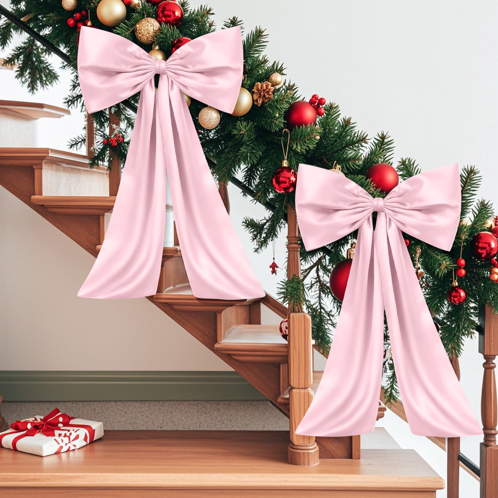 Antqov Christmas Decorations Large Christmas Bows Colorful Ribbon Bow for Christmas Tree Topper, Wall Door Hanging Christmas Ornament for Indoor Home Party Decor