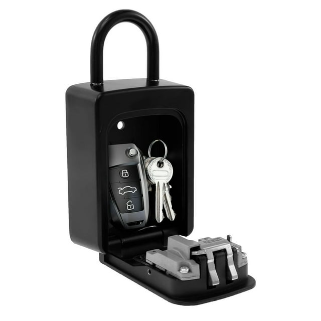 HLONK Boîte à Serrure Grande Boîte à Clés Combinaison Réinitialisable Serrure Murale Portable Boîte de Sécurité Étanche pour Extérieur Maison Bureau Poignée Clé Maison Gris
