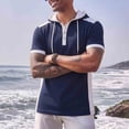 thumbnail image 2 of Men's Shirts, Men Shirts Short Sleeve Blouse Muscle Hoodie Workout T Shirts Casual Loose Going Out Streetwear Tee Navy L, 2 of 7