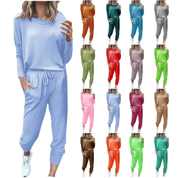 Lovzfmll Women's Lounge Set, 2-Piece Printed Pullover Top & Jogger Pants, Loose Fit Casual Sweatsuit Matching Outfit