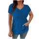 thumbnail image 1 of Camisetas de Verano de Manga Corta de las Mujeres Tira de Color Sólido Grande de Punto de Cuello Redondo, Poliéster Ligero para Uso Diario Y de Ocio Casual, 1 of 7