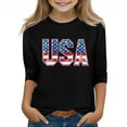thumbnail image 2 of AUNVITO Kids 3/4 Sleeve & Round Neck T-shirts 4th of July Print Tops, 2 of 4