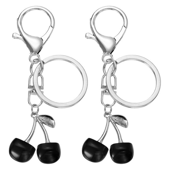 Uxcell Purse Charm Cherry Keychains, 2 Pack Cherry Keychain Cute Handbag Accessories for Women Wallet Backpack Pendant Keyring Keys Fashion Gift, Black5