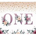 thumbnail image 3 of Yatrandify Floral Design ONE Birthday Banner Decorative First for Baby Celebration Party Photography, 3 of 7