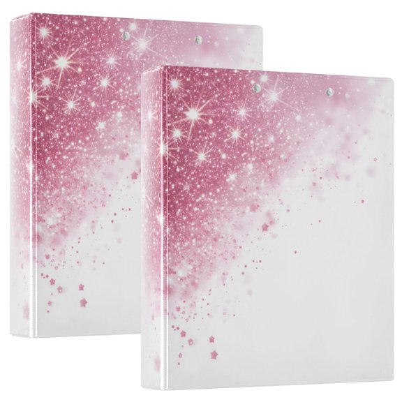 joogoo Pink Fireworks Hardcover 3 Ring Binder 1.5" Round Rings Interior Pockets Binders Organizer 2 Pack