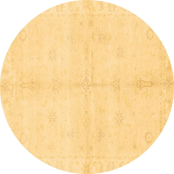 Ahgly Company Indoor Round Abstract Brown Modern Area Rugs, 4' Round