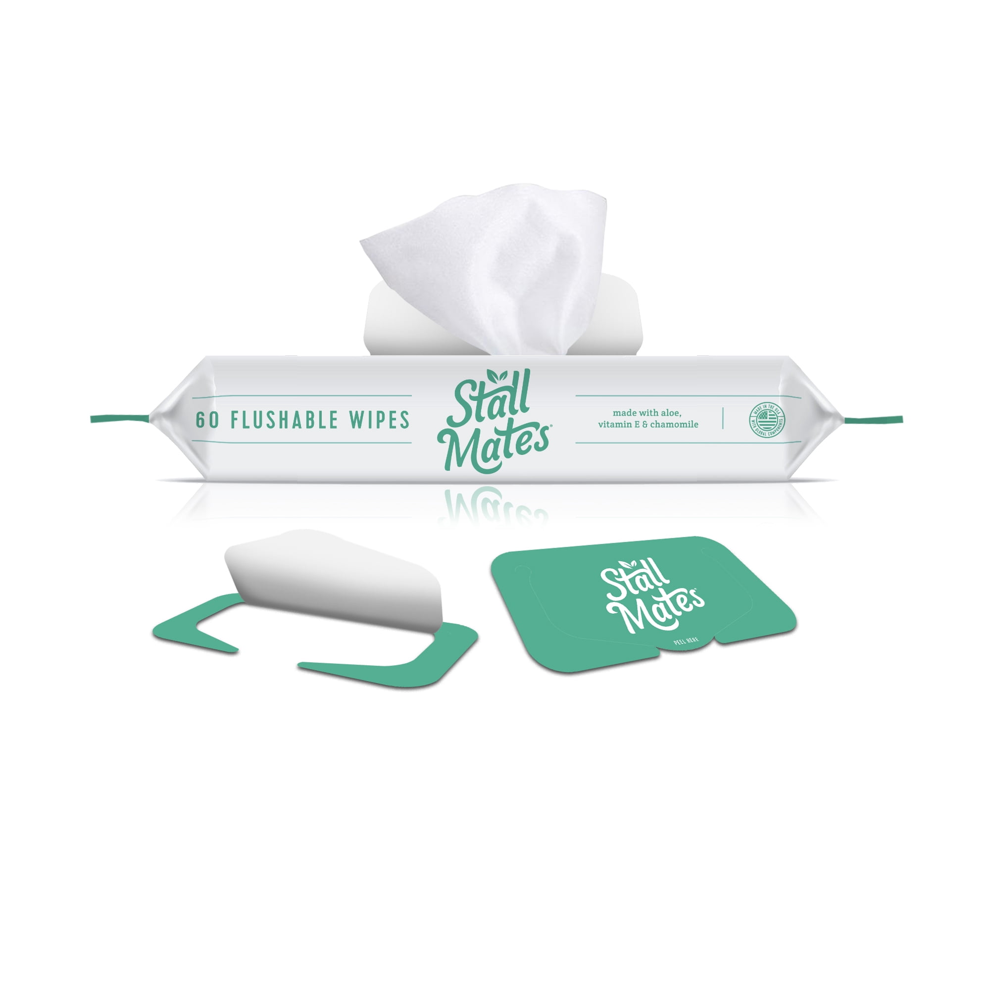 Stall Mates Home Pack. Extra Large, Flushable, Unscented, Hypoallergenic Wet Wipes 60 count, 4 pack