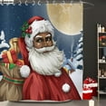 thumbnail image 2 of Rdsfhsp Black Santa Shower Curtain, Christmas Claus Merry Xmas Pattern Snowflake Pine Tree Holiday Bath Curtain Waterproof Fabric with Hooks for Home Decor, 72Wx72H, 2 of 6