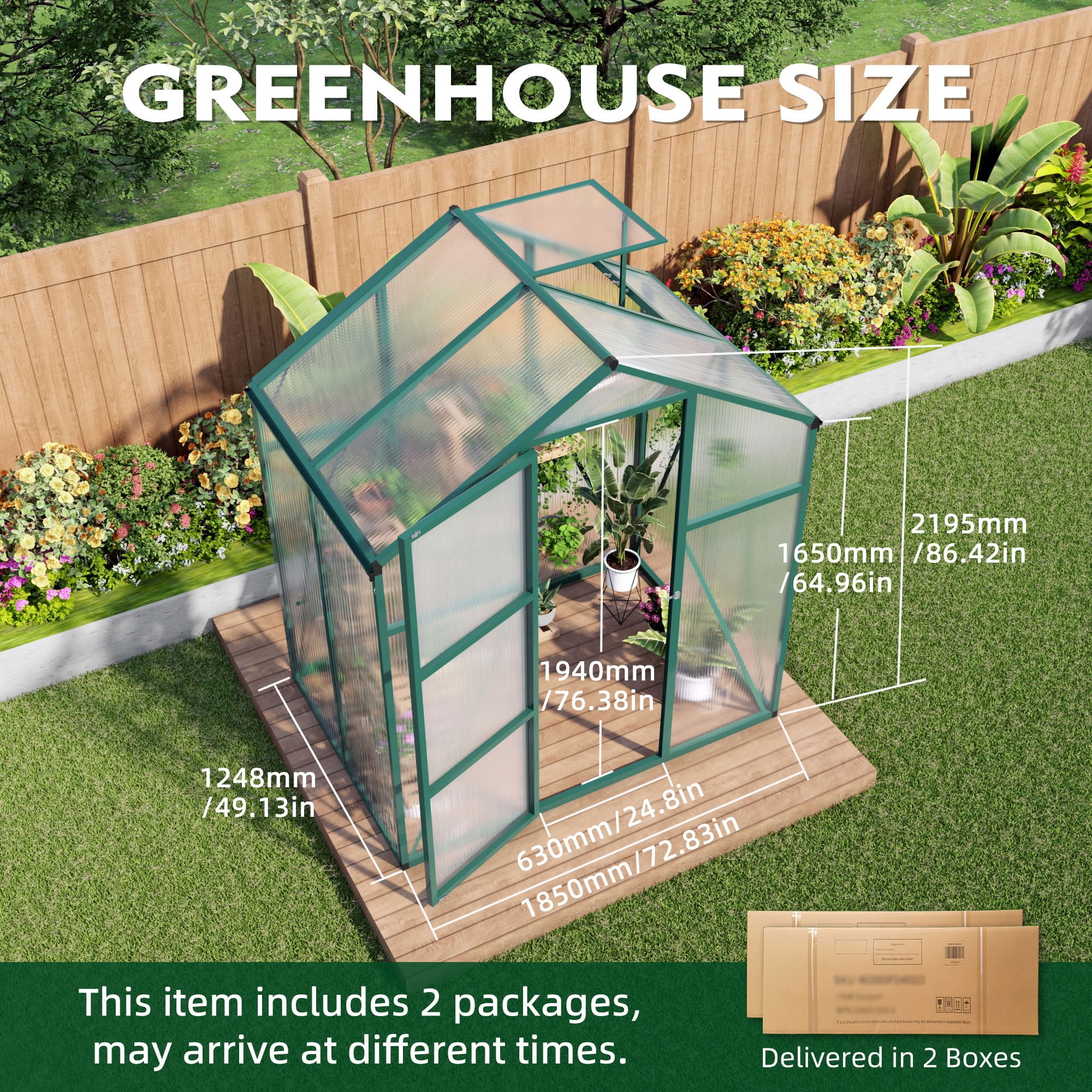 MAYEERTY 6x4 FT Walk-in Greenhouse with Drainage System, All-Season UV-Protected Greenhouse for Backyard, Garden & Patio