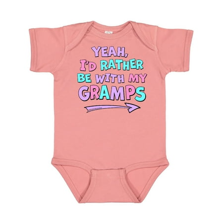 

Inktastic Yeah I d Rather be with My Gramps in Pink Blue and Purple Gift Baby Boy or Baby Girl Bodysuit