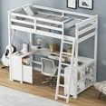 thumbnail image 4 of Harper & Bright Designs Twin Size Loft Bed with Desk, Drawers and Storage Shelves, Wooden High Loftbed Frame with Cabinet for Boys Girls Adults Bedroom, White, 4 of 11