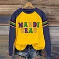 thumbnail image 2 of BKQCNKM Mardi Gras Shirts for Women Mardi Gras Outfit for Women Long Sleeve Shirts for Women Print Hoodless Sweatshirt Holiday Shirts for Women Yellow 1 XL, 2 of 4