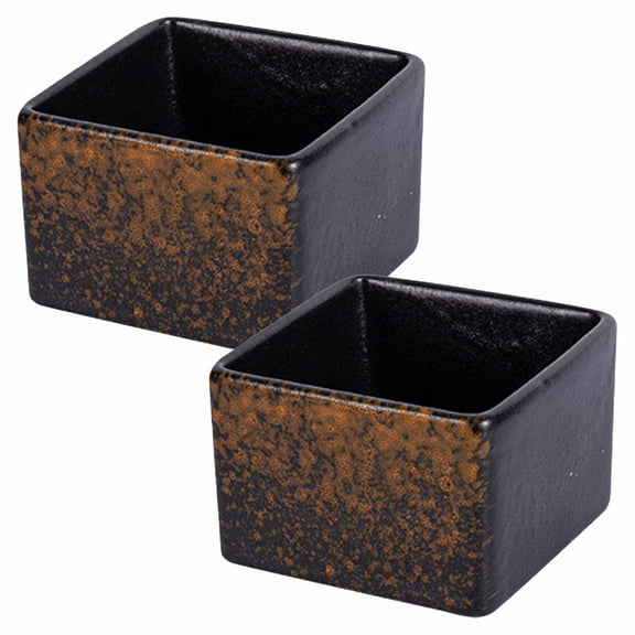 Qeeadeea Soy Sauce Dish Set, Small Bowls For Side Dishes, Small Condiment Bowls, Dipping Bowls, Floral Pattern Dip Bowls For Dessert, Snack-black-Set of 2