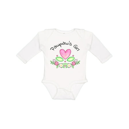 

Inktastic Pawpaw s Girl- Heart Flowers Gift Baby Girl Long Sleeve Bodysuit