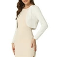 thumbnail image 4 of CHAQUETA Tweed Inspire CHIC para Mujer, Cárdigan Bolero Corto de Cuadros Abierto L Blanco, 4 of 6