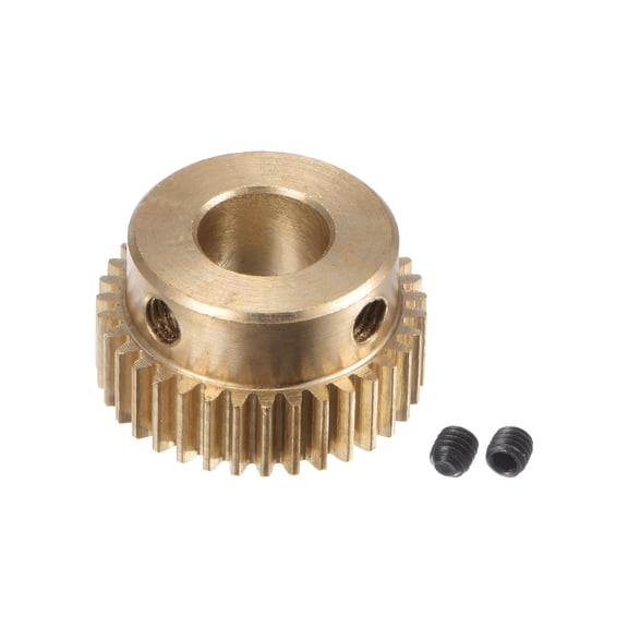 Uxcell 0.5 Mod 35T 7mm Bore 18mm Outer Dia Brass Motor Rack Pinion Gear with Screws