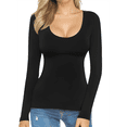 thumbnail image 2 of Womens Scoop Neck Long Sleeve Slim Fit T Shirt Tunic Tops Tee, 2 of 10