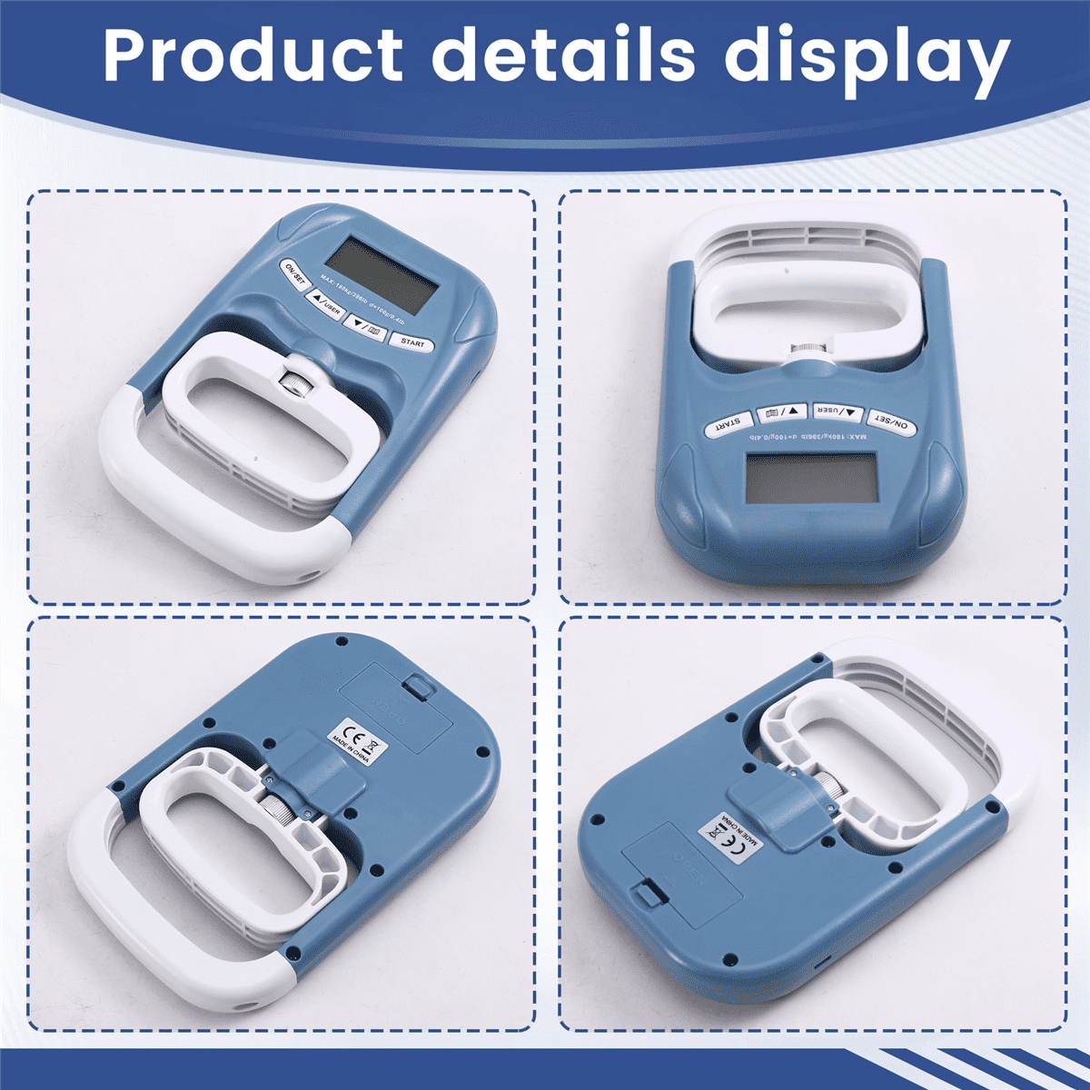 396Lbs/180Kg EH121 Digital Hand Dynamometer Hand Grip Strength Trainer Grip Strengthener for Home School Blue,1 * grip strength trainer,Blue