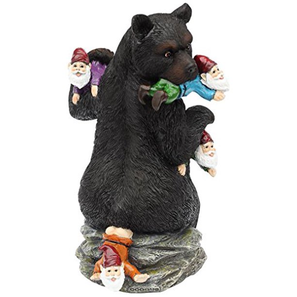 CCOQUS Garden Gnome Massacre 10" Bear Eating Gnomes Outdoor Statues