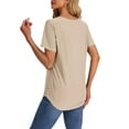 thumbnail image 5 of UVN Summer Blouses for Women Short Sleeves V Neck Shirts Curved Hem Loose Fit Tunic Tops, 5 of 10