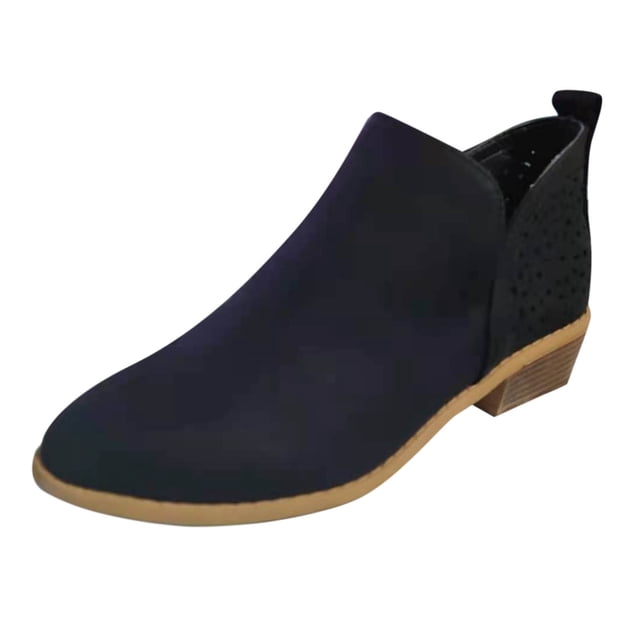 Kcodviy Bottes à Bout Rond Creux pour Femmes, Chaussures à Talon Peu Profond, Bottes Courtes Taille 9 Couleur
