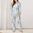 thumbnail image 2 of Fuzoiu Tropical Flamingo Print Women's Long-Sleeved Pajama,Lounge Button Down Nightwear,Womens Notch Collar Pajama Set-Small, 2 of 7