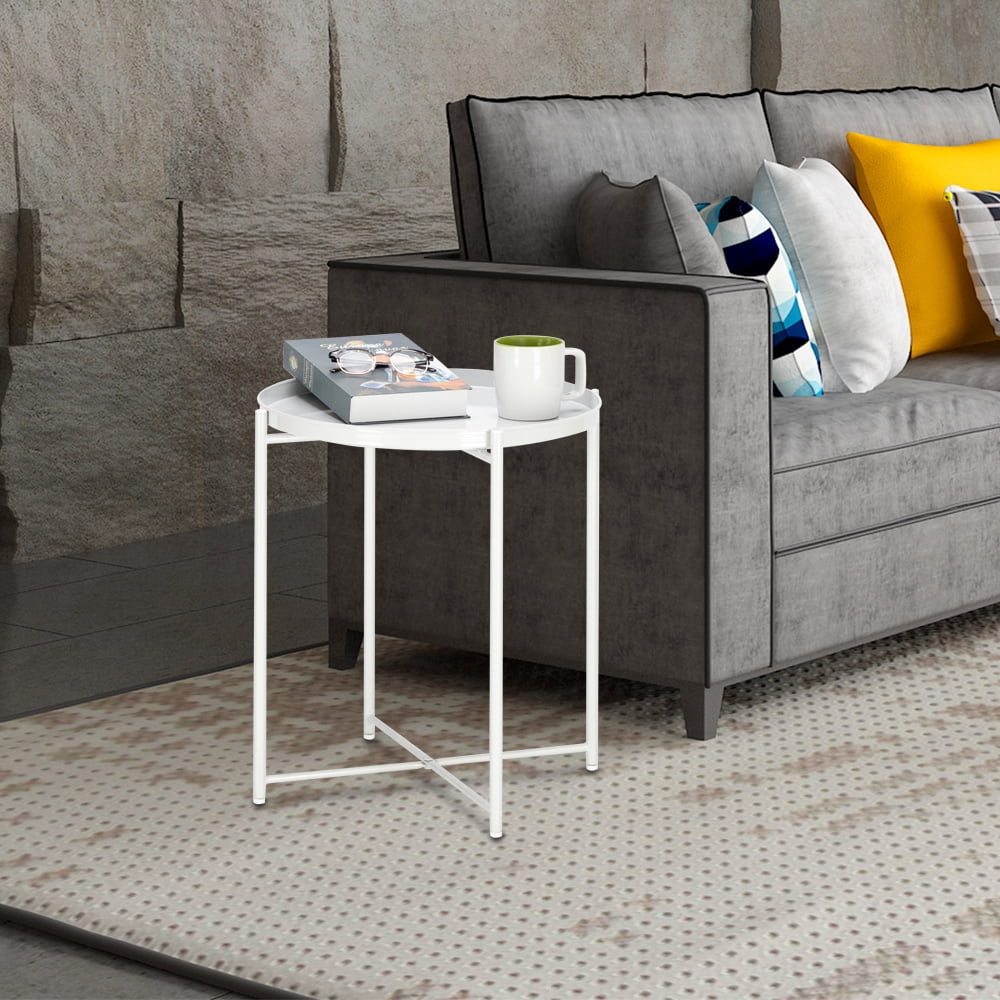 Private Jungle Side Table Round Metal, Outdoor Side Table Small Sofa End Table Indoor Accent Table Round Metal Coffee Table Waterproof Removable Tray Table,White Private Jungle Side Table Round Metal, Outdoor Side Table Small Sofa End Table Indoor Accent Table Round Metal Coffee Table Waterproof Removable Tray Table,White