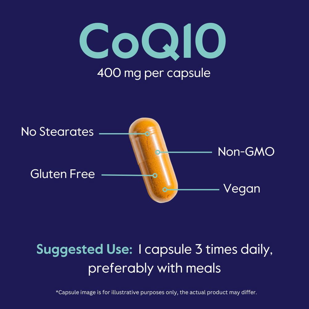 Coenzyme CoQ10 400mg (240 Vegetarian Capsules) (2-Pack) Naturally Fermented - No Stearates -  Vegan - Non GMO - Gluten Free