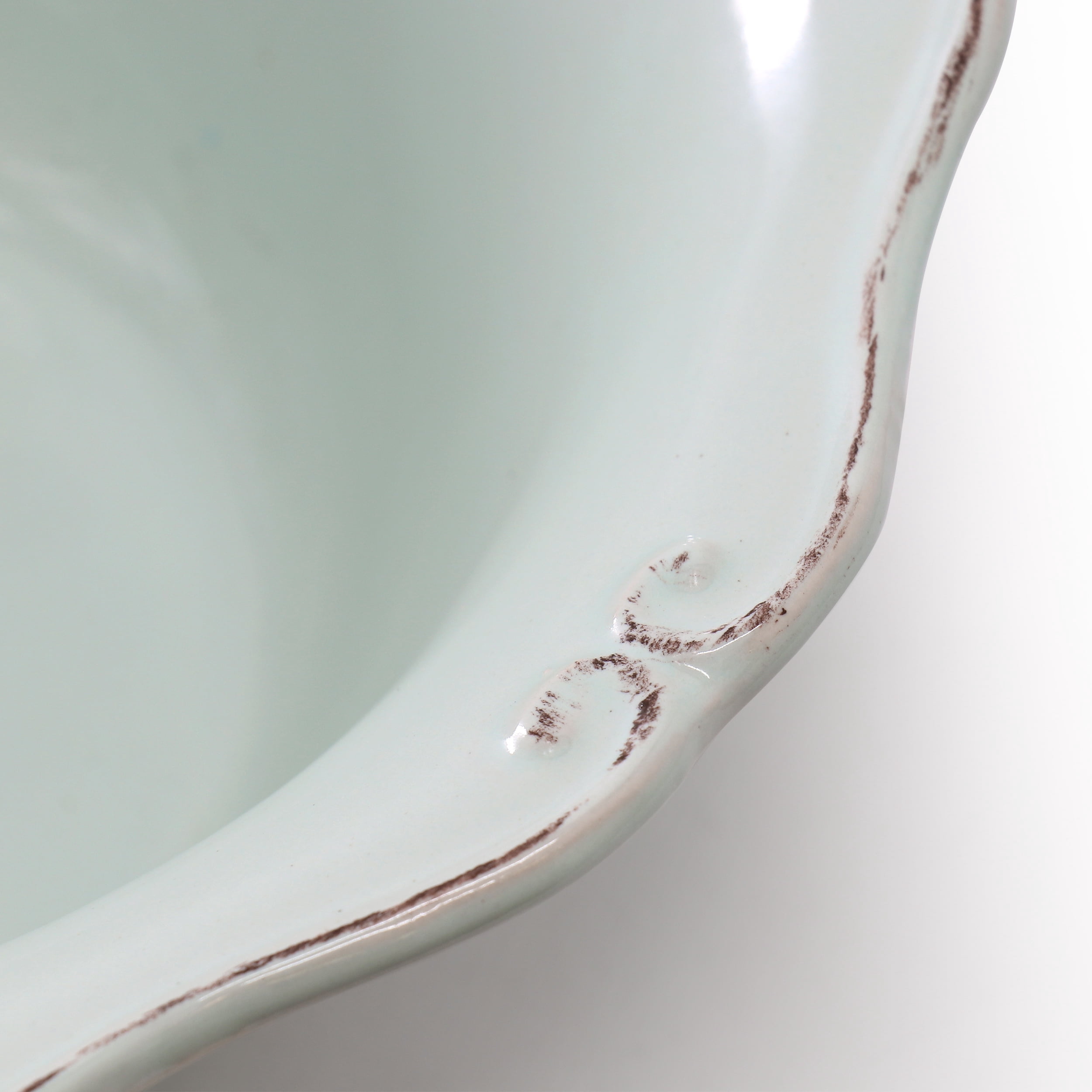 Modern Southern Home Capri 2 Piece 10 Inch Scalloped Stoneware Serving Bowl Set in Egg Blue