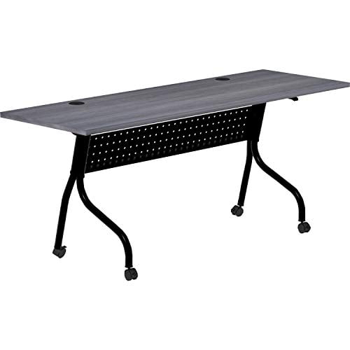 Lorell Charcoal Flip Top Training Table Charcoal Rectangle, Melamine Top - Black Four Leg Base - 4 Legs - 72" Table Top Width x 23.60" Table Top Depth - 29.50" Height - Melamine