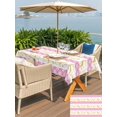 thumbnail image 4 of Outdoor Tablecloth with Umbrella Hole and Zipper, Christmas Reindeer Rectangle Table Cloth 60x120 Inch Waterproof Tablecloth, Pink Xmas Stripes Winter Snowflakes Picnic Table Cover for Patio Camping, 4 of 7